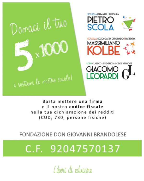 SOSTIENI LE NOSTRE SCUOLE: DONA IL 5x1000